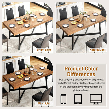 71" Farmhouse Dining Table for 4,6,8 People,Wooden Rustic Kitchen Table W/Thickness Waterproof Wood Tabletop,Rectangular Long Brown Dinner Table for Home Office,Dining Room,Living Room Furniture