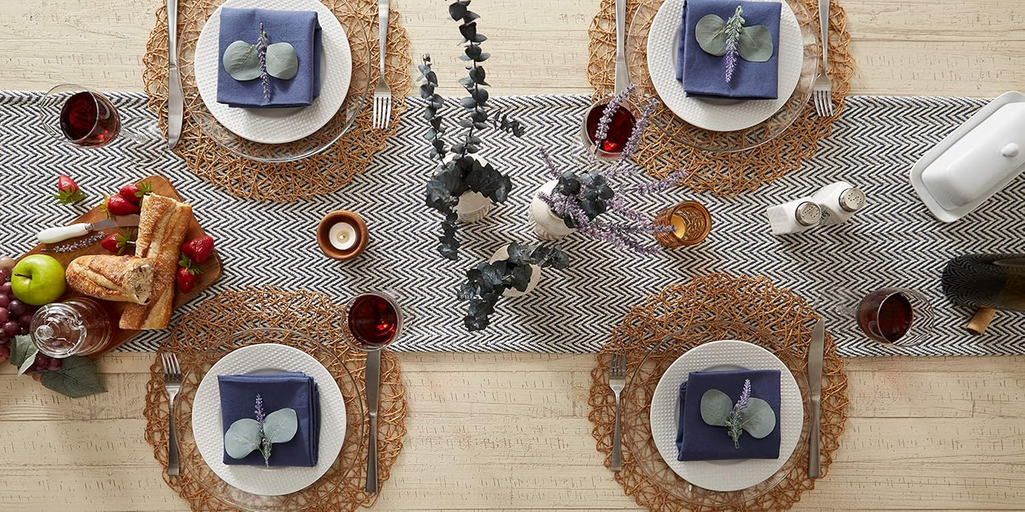 DII Woven Basic Tabletop Collection - Chevron Table Runner, 15x72, French Blue