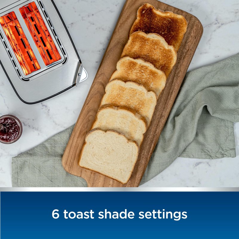 Oster 2-Slice Touchscreen Toaster, Digital Countdown Timer, 6 Shade Settings, Easy Touch Technology, Bagel/Reheat/Frozen Modes, Stainless Steel
