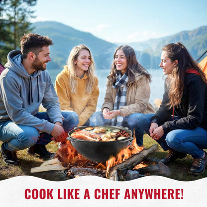 Dutch Oven Pot with Lid Syton (18 Quarts (17 L) - Camping Dutch Oven - Cast Iron Cookware Set - Uzbek Kazan Cast Iron – Premium Camping Cookware – 2 in 1 Lid as Frying Pan + Cauldron