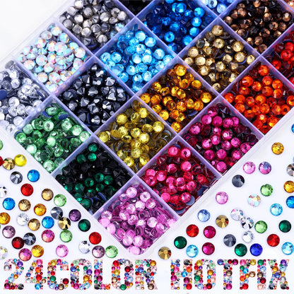 24 Colors Hotfix Rhinestones Kit, SS6 Glass Flatback Crystals Rhinestone for Clothes, Hats, Shoes & Crafts with 4 Tools, Tweezers, Wax, Pencil, Spoon hot fix kit