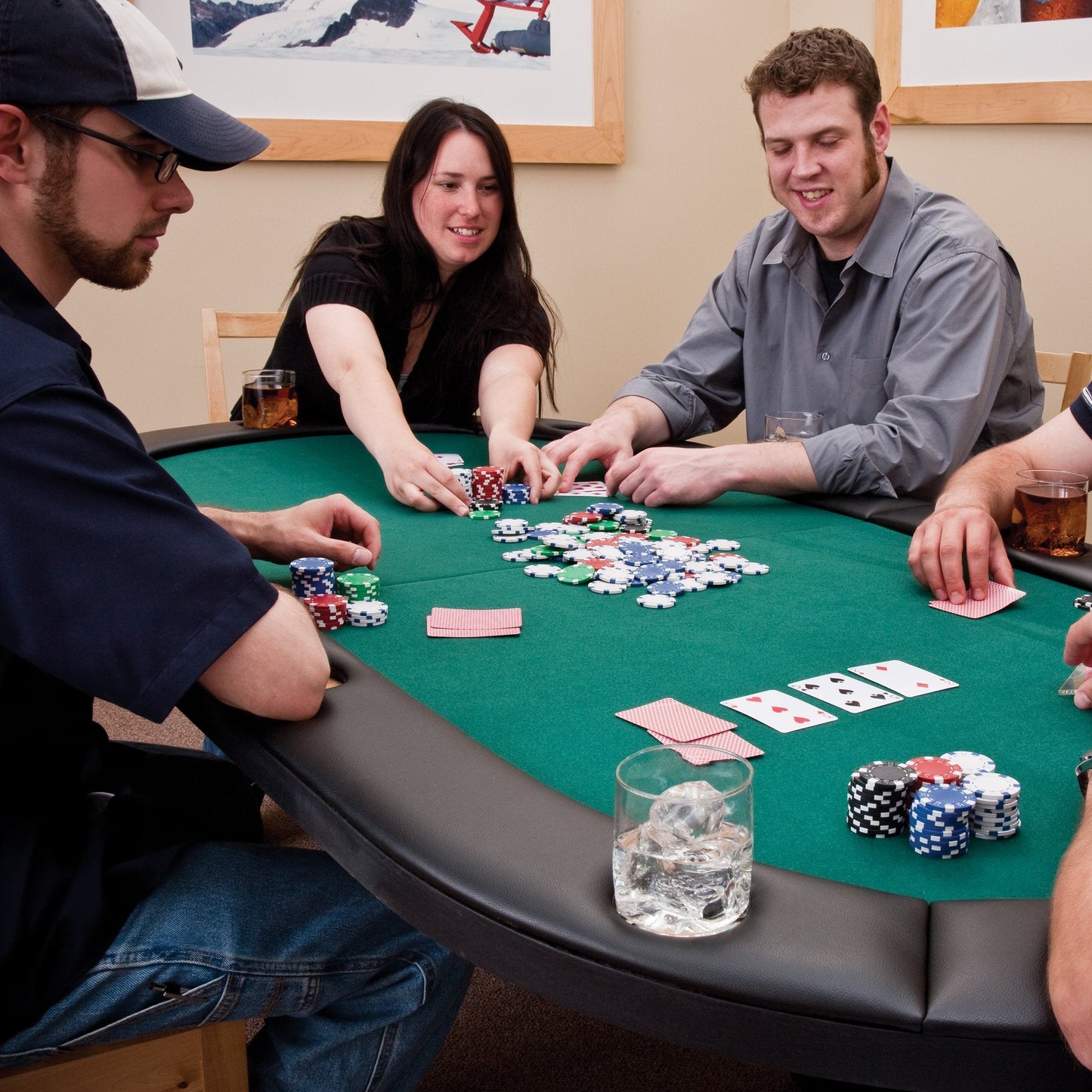 Fat Cat Folding Poker Table for 10 Players, Foldable Texas Holdem Casino Table with Cushioned Rail, Drink Holders, and Green Felt Top