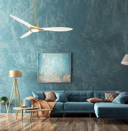 MINKA-AIRE F868L-SBR/WHF Ceiling Fan, Soft Brass/Flat White