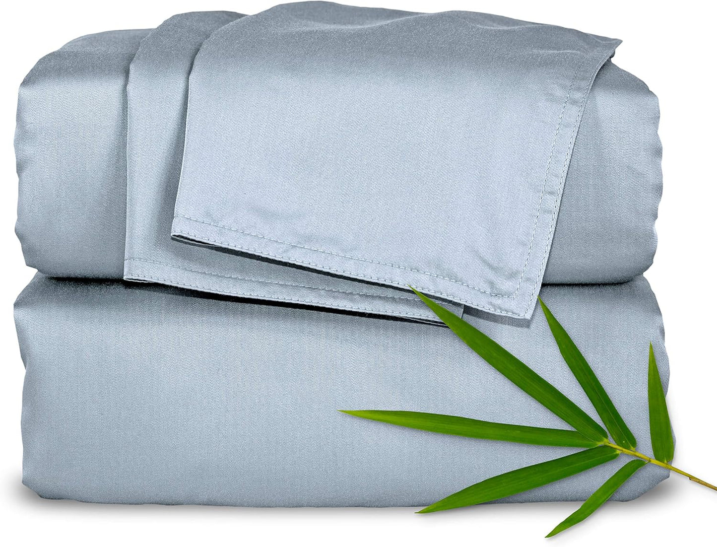 Pure Bamboo King Sheets - Luxuriously Soft 100% Organic Viscose Bed Sheet Set | Sterling Blue, Double Stitching