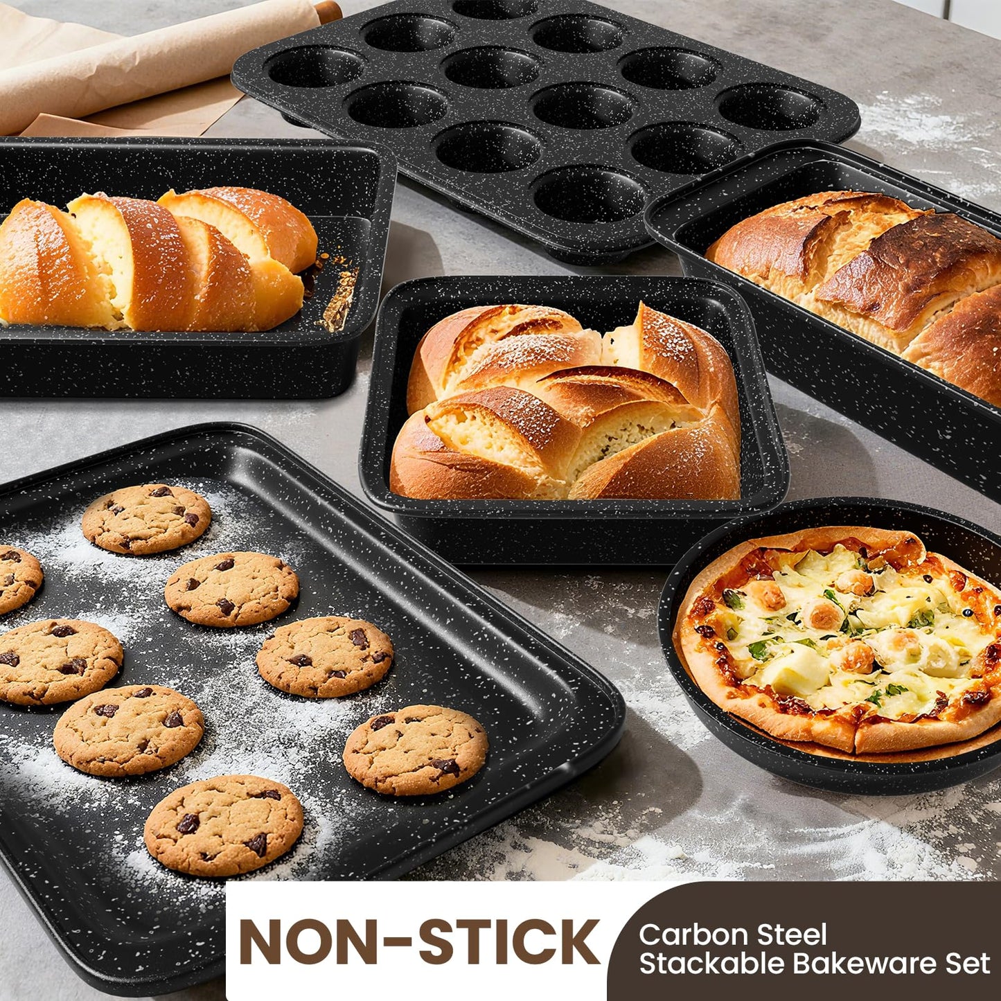 Pots and Pans Set Non Stick, 31 Piece Kitchen Induction Cookware & Bakeware Set, Nonstick Kitchen Cooking Pans Set with Frying Pans Set Grill Pan Saucepan Baking Sheet & Utensils, PFOA Free