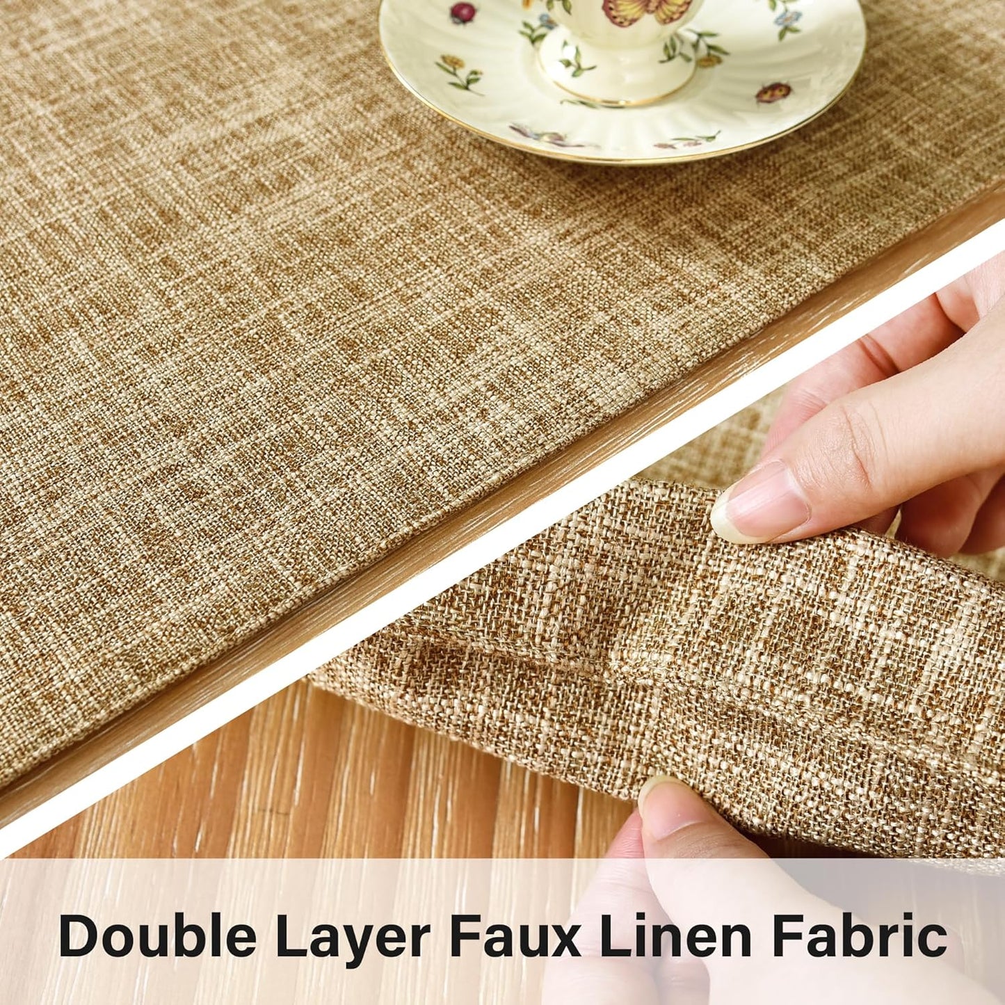13x72 Inch Farmhouse Rustic Faux Linen Table Runner Neutral Coffee Table Runners Double Layer Reversible Rectangle