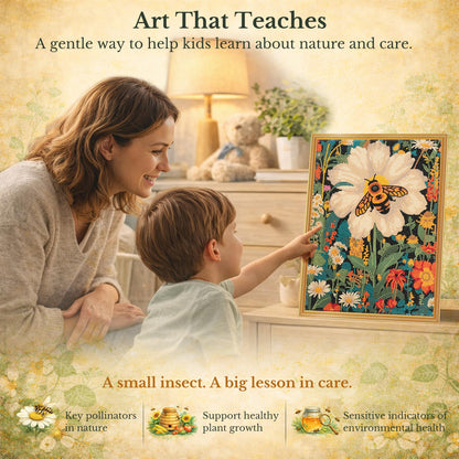 DIAMONDOUBLE Premium Diamond Art Kit for Adults on Velvet Canvas, 12x16 5D Full Drill Small Diamond Painting Kit for Beginners, Bee & Flower Hand-Drawn Design with Mixed Acrylic Round & Mini Diamonds