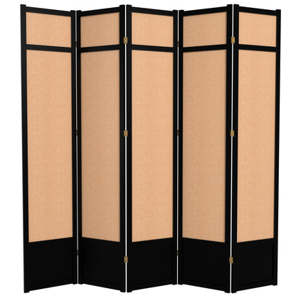 Red Lantern 7 ft. Tall Jute Shoji Screen - 5 Panel - Black