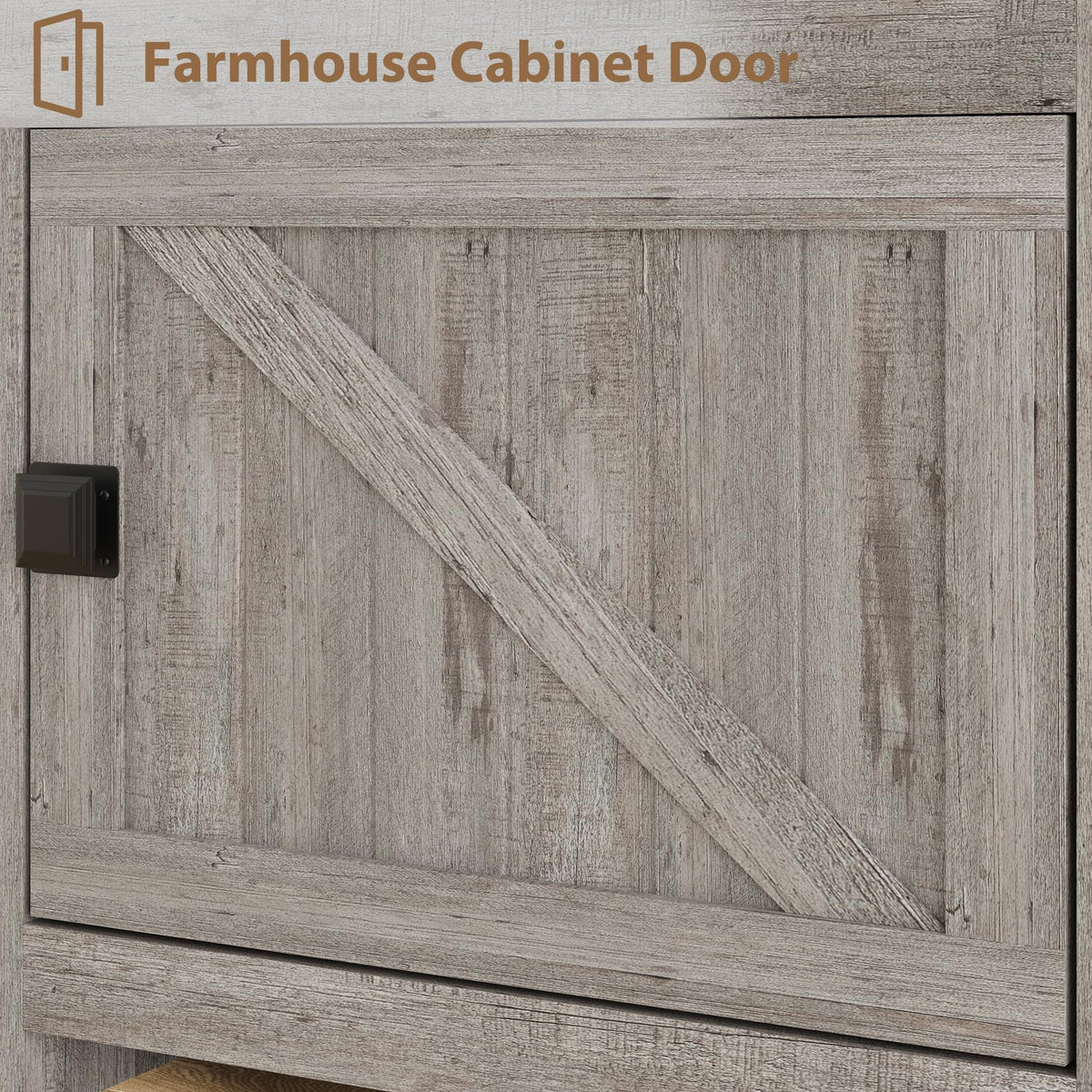 GarveeHome Farmhouse TV Stand for 80 in TVs, Long Entertainment Center with 4 Storage Drawers & 3 Open Shelf, Grey Television Consoles Stands for Living Room, Bedroom