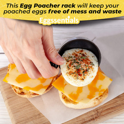 Eggssentials Egg Poacher Insert Stainless Steel Poached Egg Cooker Eggs Poaching Cup PFOA Free Egg Poachers Nonstick, 6.25" Rack Compatible with Skillet Instant Pot Pressure Cooker, 2 Poached Cups