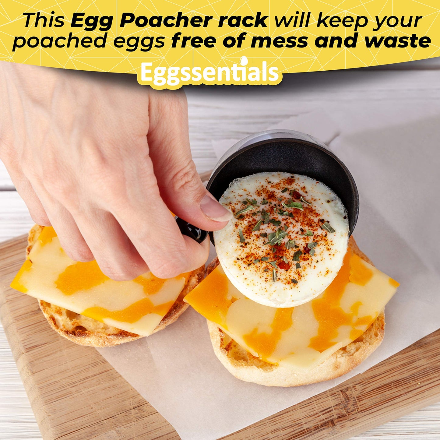 Eggssentials Egg Poacher Insert Stainless Steel Poached Egg Cooker Eggs Poaching Cup PFOA Free Egg Poachers Nonstick, 7.25" Rack Compatible with Current Cookware, Skillets & Instant Pots