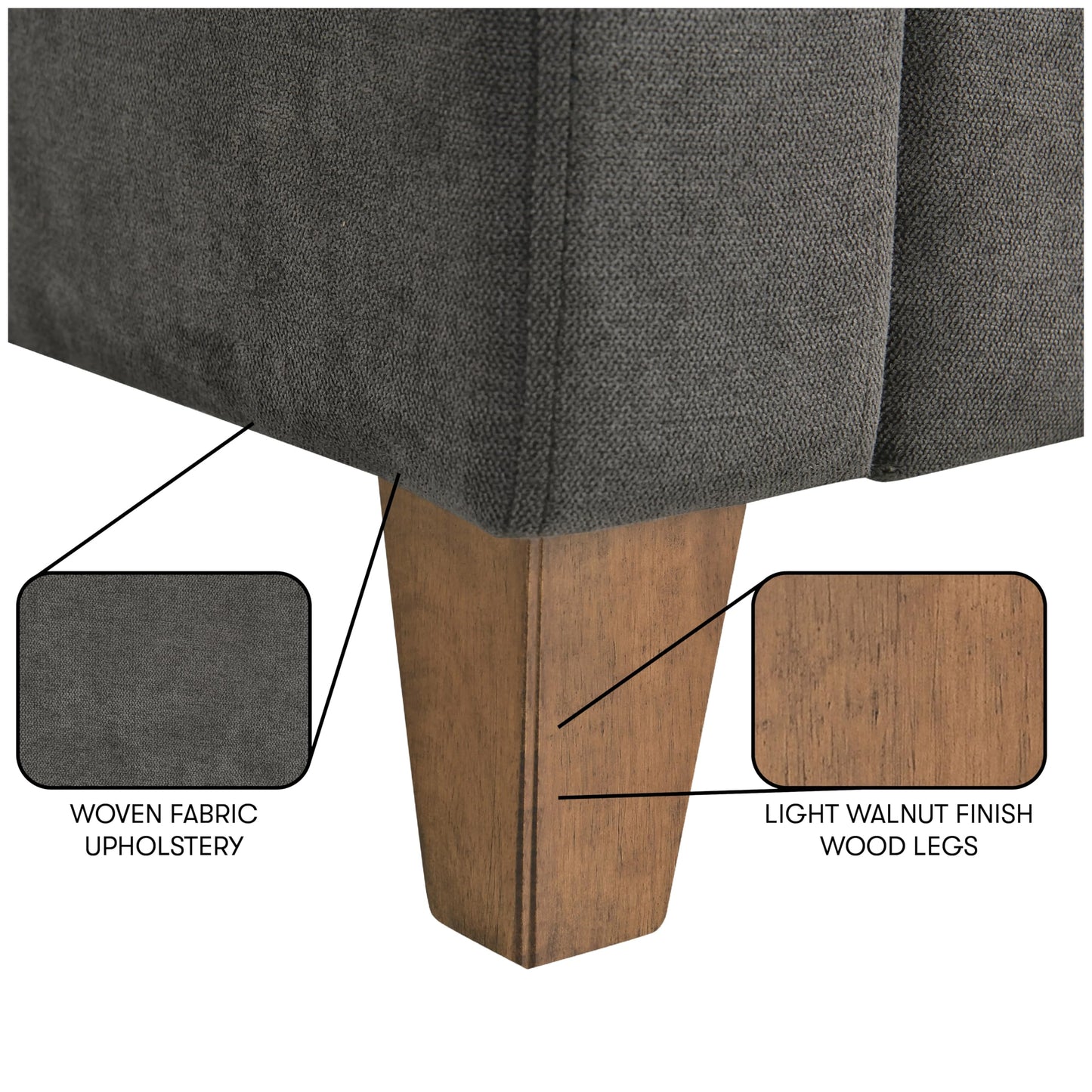 Serta® Armstrong 52" Soft Modern Sofa, Sloped Track Arms, Solid Wood Legs, Easy Assembly, Dream Coil® Comfort, Soft Woven Polyester Fabric, Gray