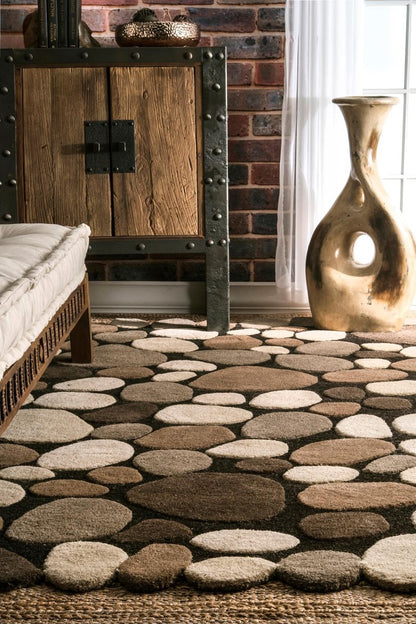 Nuloom Pebbles Natural/Beige, 2' x 3', Handmade, Polka Dot, Wool, Soft and Cozy, High Traffic, Stain Resistant, Easy Clean, Durable Runner for Bedroom, Living Room, Dining, Den, Foyer, Entryway