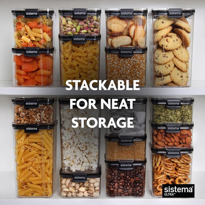 Sistema Tritan Ultra Airtight Kitchen Storage Containers - 5-Pack Clear Stackable BPA-Free