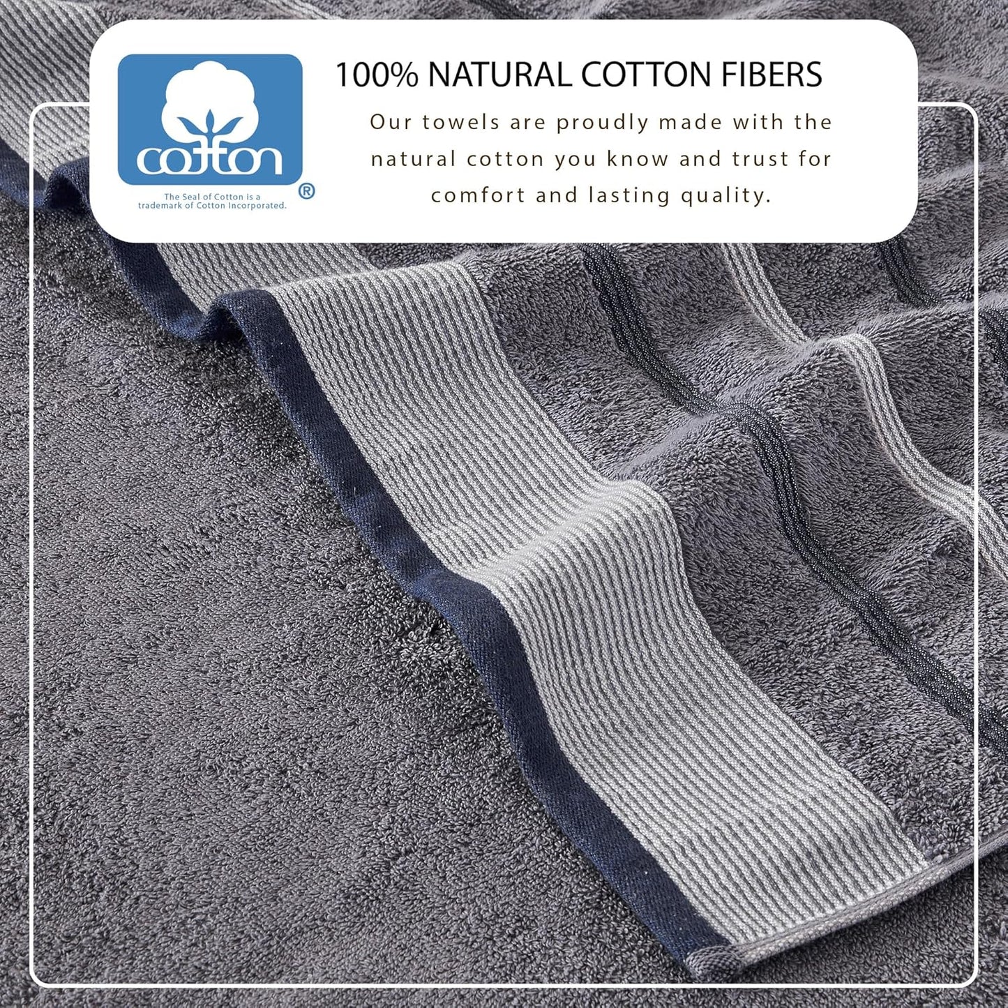 Set 4 Pack 26x16 Set Great Bay Home Decorative Hand Towel - Cotton Hand Towel - Durable Towels for Bathroom Decor