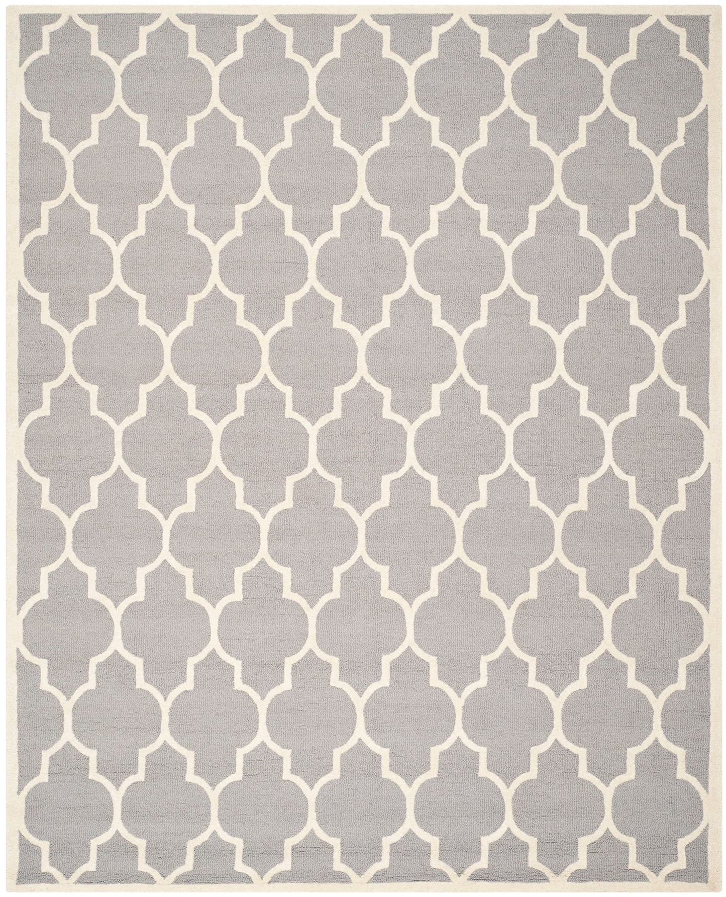 SAFAVIEH Cambridge Collection Area Rug - 10' x 14', Silver & Ivory, Handmade Moroccan Trellis Wool, Ideal for High Traffic Areas in Living Room, Bedroom (CAM134D)
