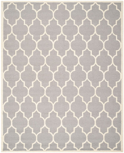 SAFAVIEH Cambridge Collection Area Rug - 10' x 14', Silver & Ivory, Handmade Moroccan Trellis Wool, Ideal for High Traffic Areas in Living Room, Bedroom (CAM134D)