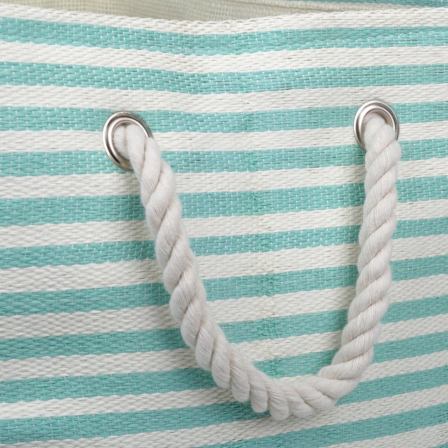 DII Medium Rectangle Woven Paper Storage Bin, Pinstripe, Aqua