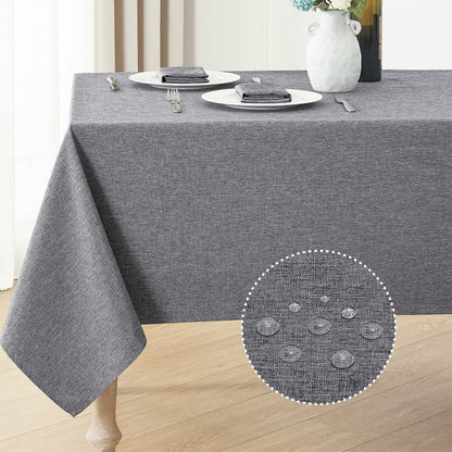 Veblandy Rectangle Tablecloth Linen Textured Waterproof & Stain Resistant Table Cloth Wrinkle Free Decorative Fabric Farmhouse Table Cover for Dining/Party/Buffet/Wedding, 60 x 120 Inch, Dark Grey