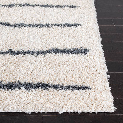 SAFAVIEH Venus Shag Collection Area Rug - 10' x 14', Ivory & Dark Grey, Stripe Design, Non-Shedding & Easy Care, 1.8-inch Thick Ideal for High Traffic Areas in Living Room, Bedroom (VNS604B)