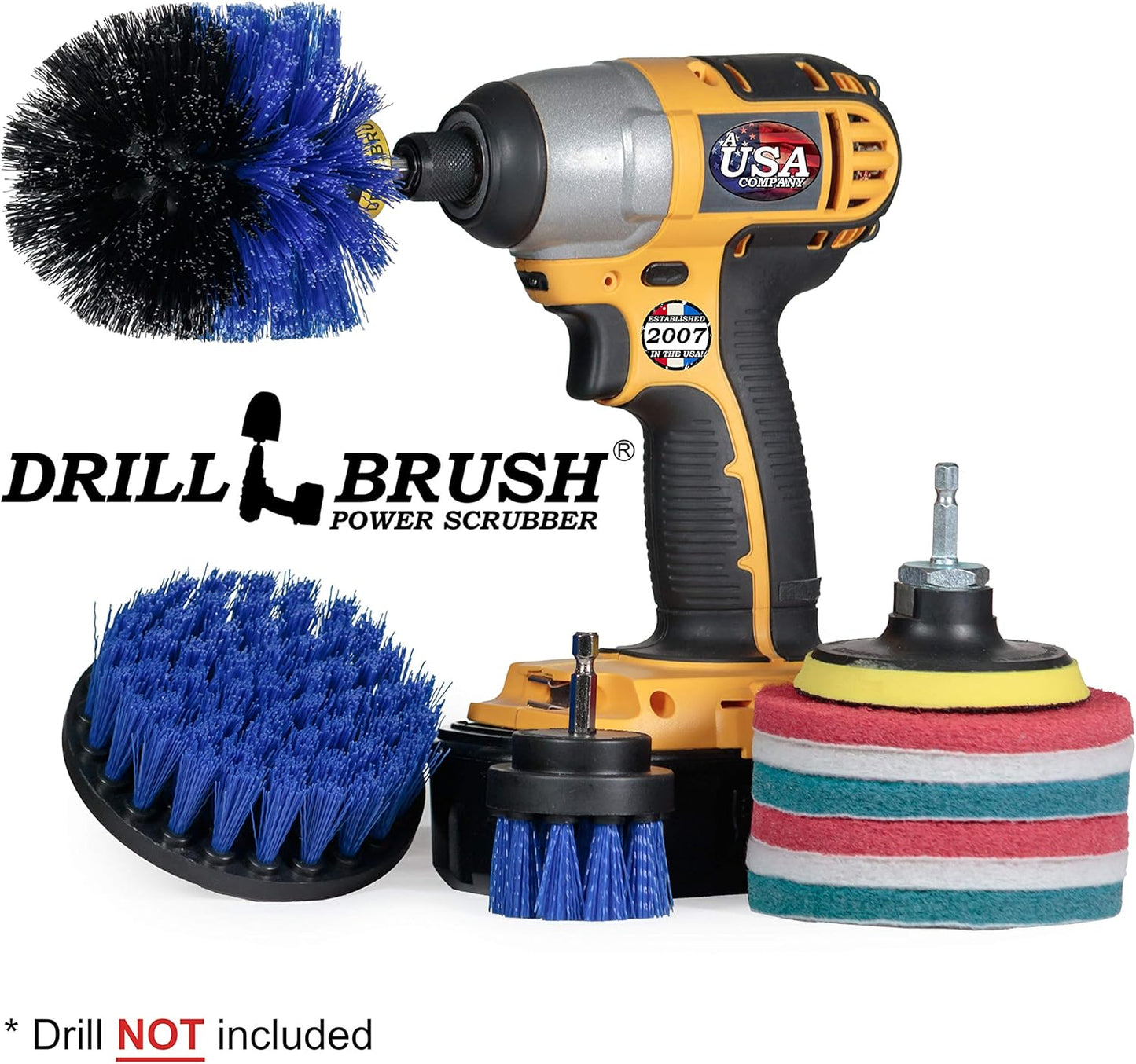 Drillbrush Cleaning Supplies - - Brush Drill Attachment Kit - Drill Brush Pads - Hot Tub Cleaner Brush - Pool Cleaner