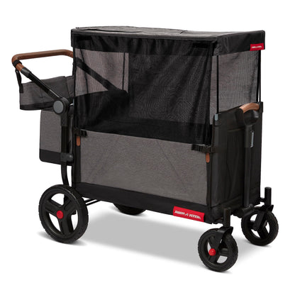 Radio Flyer Atlas Stroll 'N Wagon, Atlas Gray, for Ages 1+, 3-in-1 Push or Pull Versatility, One-Hand Fold, UV Canopy, 5-Point Harnesses, Storage Capabilities, Rubber Wheels, Stroller Wagon for Kids