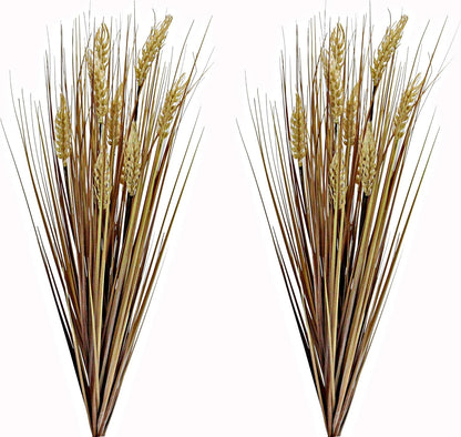 Admired By Nature 28" Artificial Wheat Grain Flowers & Grass Bush for Home Kitchen Office Wedding Fall Décor, Gold
