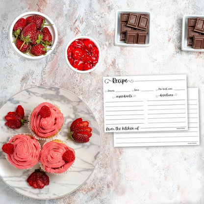 Double-Sided Recipe Cards 3x5 Inches, 50 Counts Durable Easy Typing - Minimal Modern (White)