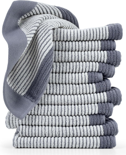 12 Set, 13 13 Inches, Cleanbear Wash Cloths for Showering, Washcloths with Stylish Jacquard Weaved Design, Cotton