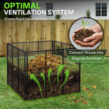 Large Compost Bin, 172 Gallon Metal Wire Mesh Composter for Outdoor, Waterproof Composting Bin with Rust-Proof Coating, Easy Assembly Compost Bin for Garden, Yard, Kitchen Waste, Leaves, 37x37x30 in