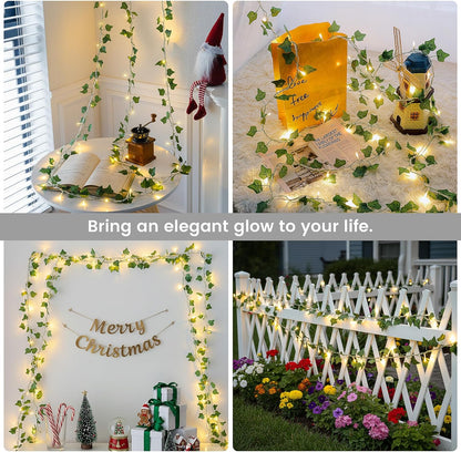 23 73 Vine with Fairy Lights, FT LED Ivy Leaf Lights Indoor Plug in, Fake Vine String Lights for Bedroom, Dorm, Wall