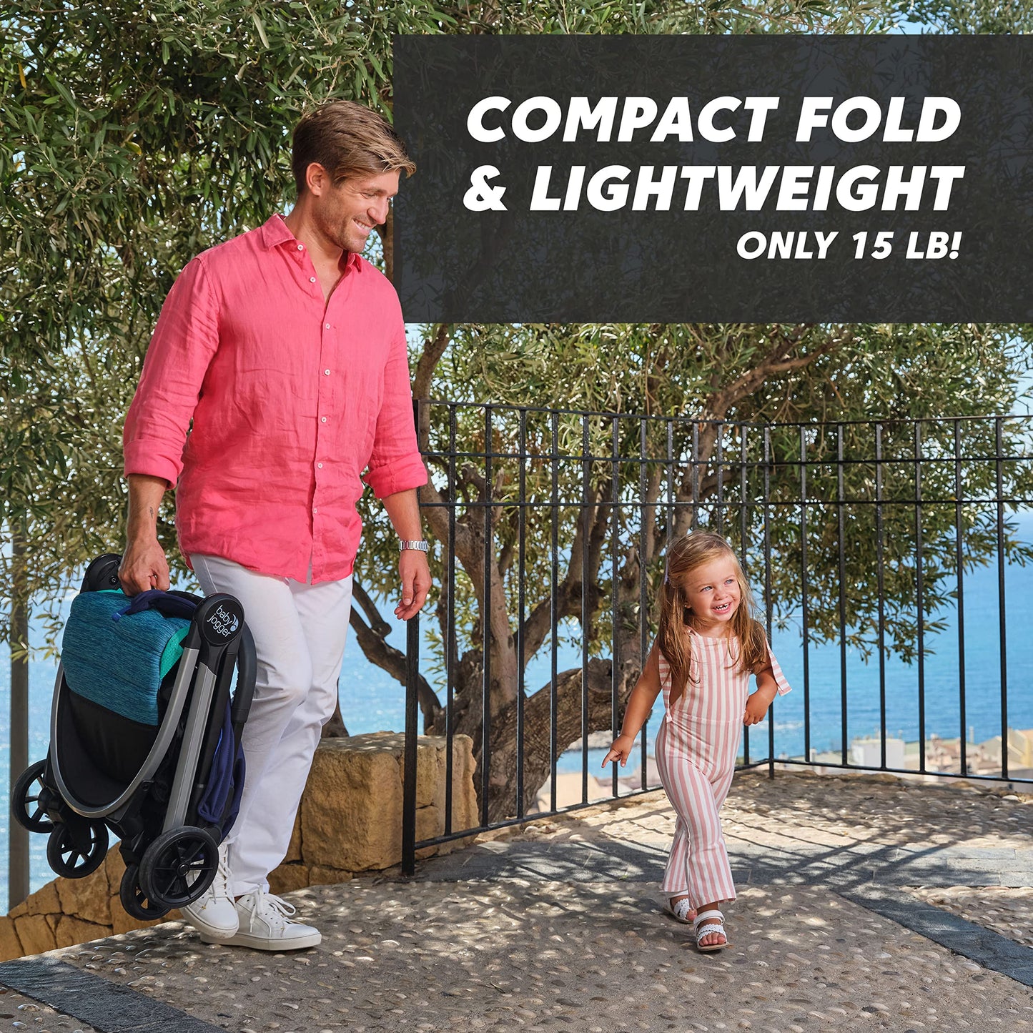 Baby Jogger® City Tour 2 Ultra-Compact Carry-On Approved Travel Stroller in Coastal with Belly-Bar Lightweight Easy Fold Ideal for Traveling and Everyday Adventures