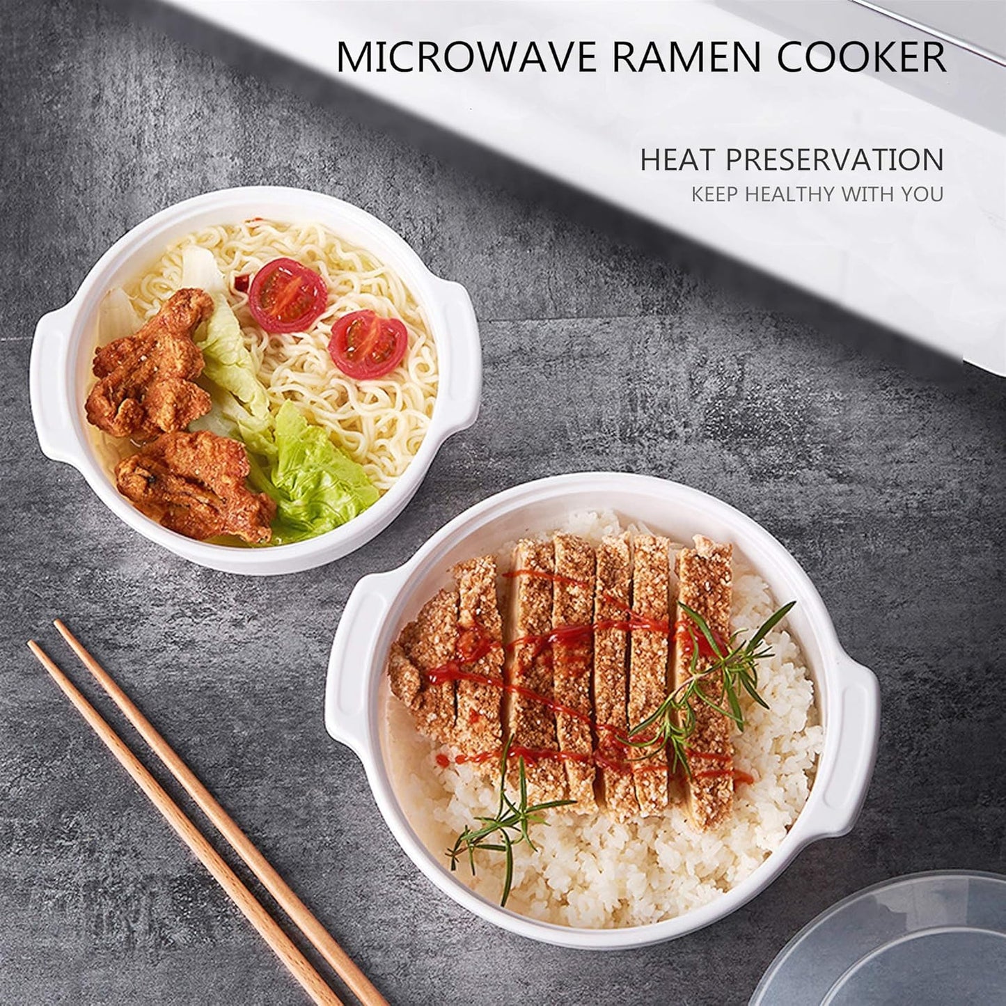 Zdesign Microwave Ramen Cooker - Noodle or Soup Bowl for Breakfast, College Dorm Essentials, Dishwasher-Safe