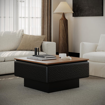 KEIKI 31" Lift-Top Coffee Table with Hidden Storage, Adjustable Height Square Coffee Table, Modern Wood Farmhouse Coffee Table for Living Room, Space-Saving, Black