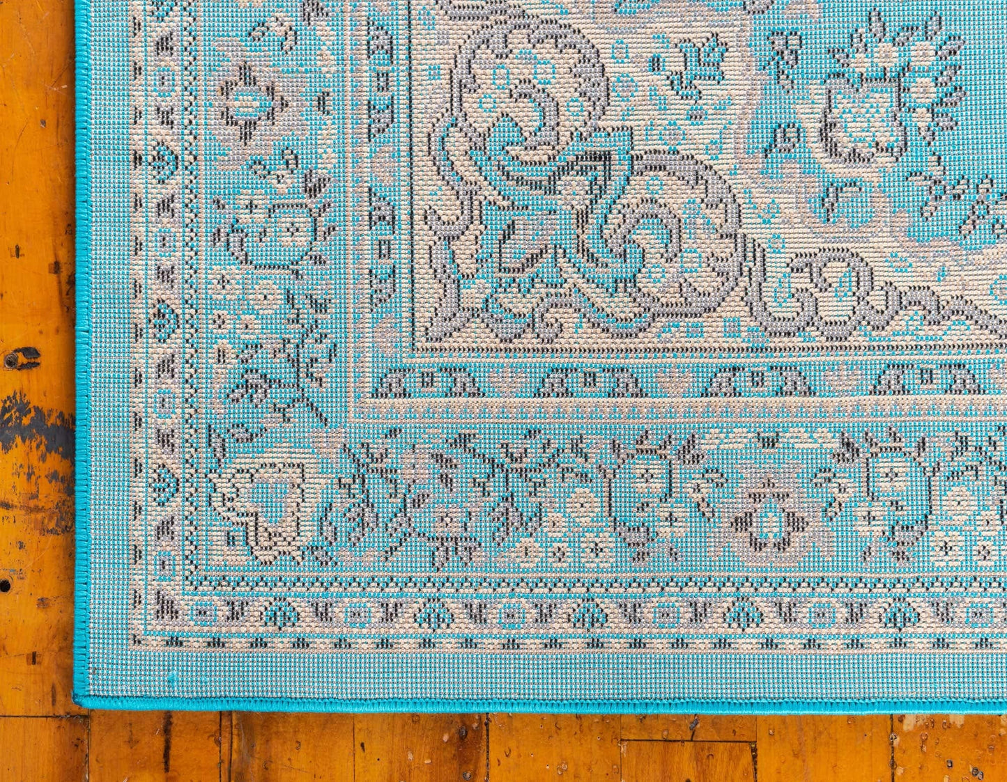 Unique Loom Reza Collection Traditional Persian Style Area Rug, 9 ft 10 in x 13 ft, Turquoise/Ivory