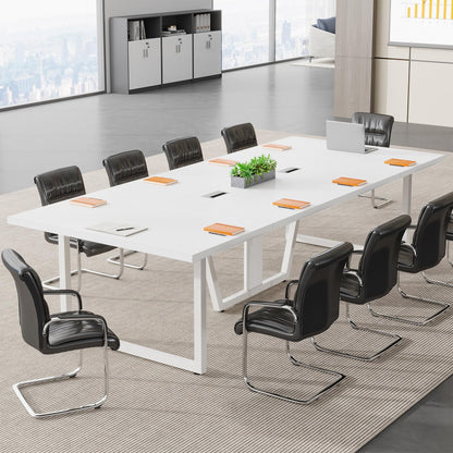 Tribesigns 8FT Conference Table, 94.49 L x 47.24 W x 29.53 H Inches Large Meeting Podcast Table for 10 People, Business Style Wooden Training Table with Strong Metal Frame for Office Conference