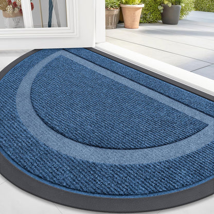 OLANLY Half Circle Door Mat - Waterproof All-Season Indoor/Outdoor Welcome Mat, 47x32, Light Blue