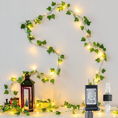 23 73 Vine with Fairy Lights, FT LED Ivy Leaf Lights Indoor Plug in, Fake Vine String Lights for Bedroom, Dorm, Wall