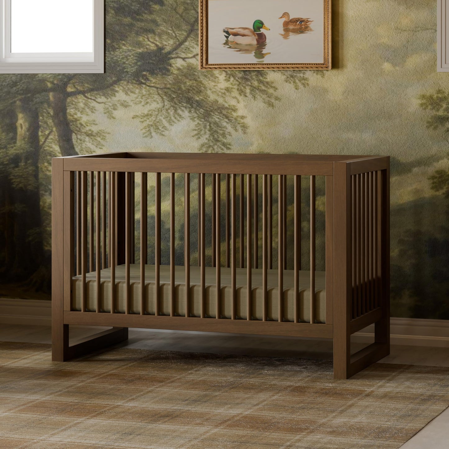 Namesake Nantucket 3-in-1 Convertible Crib with Toddler Bed Conversion Kit in Natural Walnut, Greenguard Gold Certified