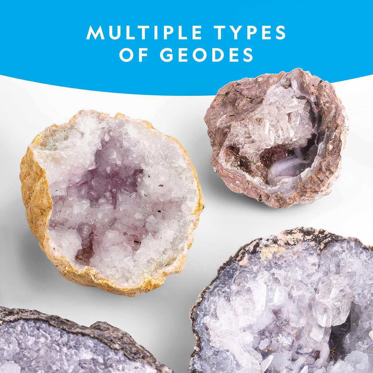 National Geographic Break Open 10 Premium Geodes – Includes Goggles & 2 Display Stands - Great STEM Science Kit, Geology Gift for Kids, Break Your Own Geodes with Crystals