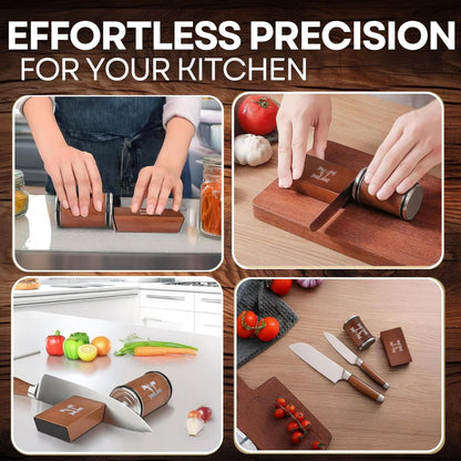 Rolling Knife Sharpener Kit – 3-Stage 400/1000/3000 Grit Discs – 15° & 20° Magnetic Angles – Replaceable Diamond & Ceramic Discs – Professional Kitchen & Chef Knife Sharpening System
