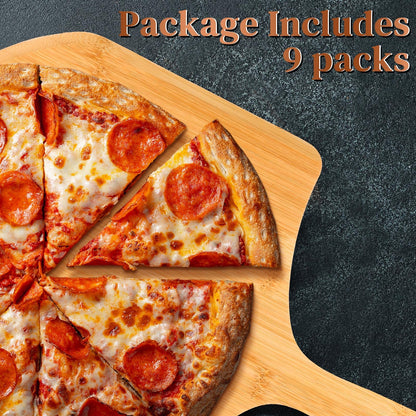 Gerrii 9 Pcs Wooden Pizza Peel 15.75 Inches Bamboo Pizza Peel Cutting Board pie Platters Paddle Spatula with Handle for Baking Oven Vegetables Fruits Cheese Board Homemade Kitchen Accessory