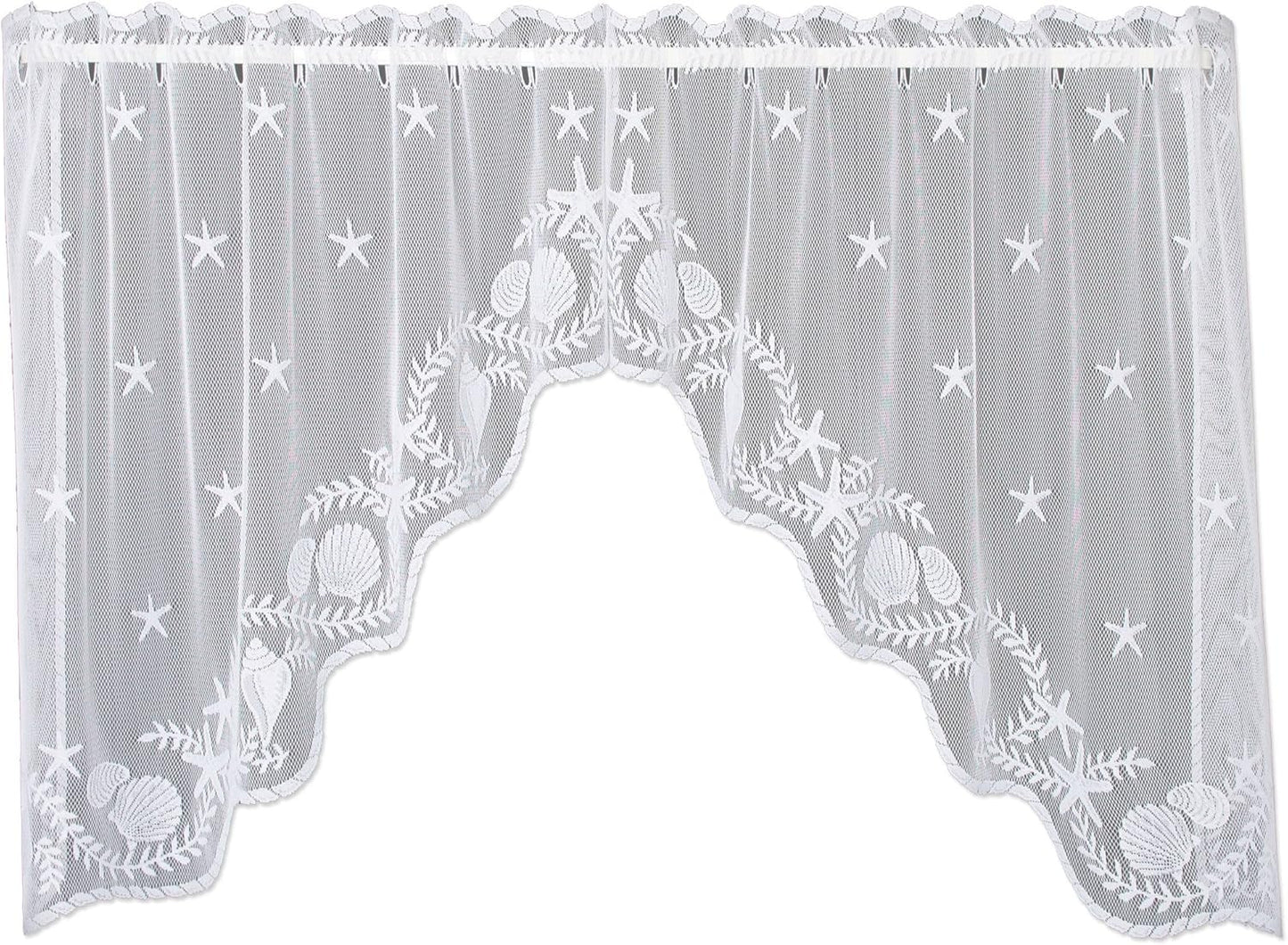 Heritage Lace White Tidepool Swag Pair - 72"X36"
