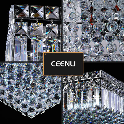CEENLI 12-Lights Modern Flush Mount Ceiling Light Fixtures,Elegant Crystal Chandelier Pendant Ceiling Lamp for Bedroom,Living Room,Dining Room,Hallway H5.9 x W20 x L20 (Bulbs Not Included) Square