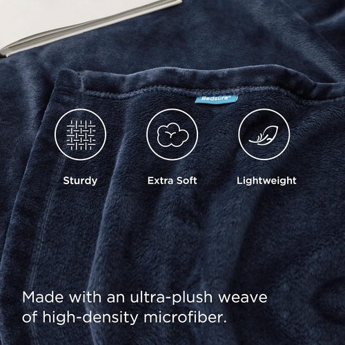 Bedsure GentleSoft King Size Navy Blue Fleece Blanket - Soft, Lightweight, Plush Microfiber, 108x90 Inches