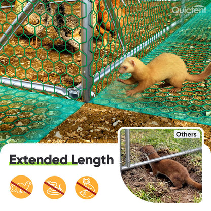 Quictent Essential Series 24x9x6.6ft Metal Chicken Coop Run with Climbing Ladder, Walk-in Outdoor Poultry Cage with PVC Coated Chicken Wire, Hen Duck Rabbit Farm House, Waterproof Anti-UV Cover