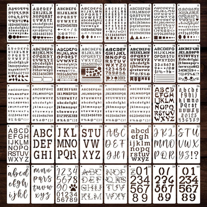 Letter Stencils for Painting, 40PCS 6.8x4 Journal Stencils for Crafts Reusable, Various Font Styles with Numbers & Symbols, for Custom Signs, Wall Quotes, Wooden Plaques, Scrapbook & Home Decor