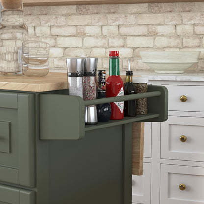 Homestyles Mobile Kitchen Island Cart with Wood Top and Dropleaf Breakfast Bar, 18" D x 53.5" W x 36" H, Green