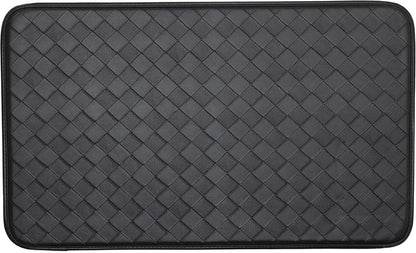 Anti-Fatigue Kitchen Faux Leather Non-Skid Cushioned Comfort Mat, 18" x 30", Diamond Black/Black