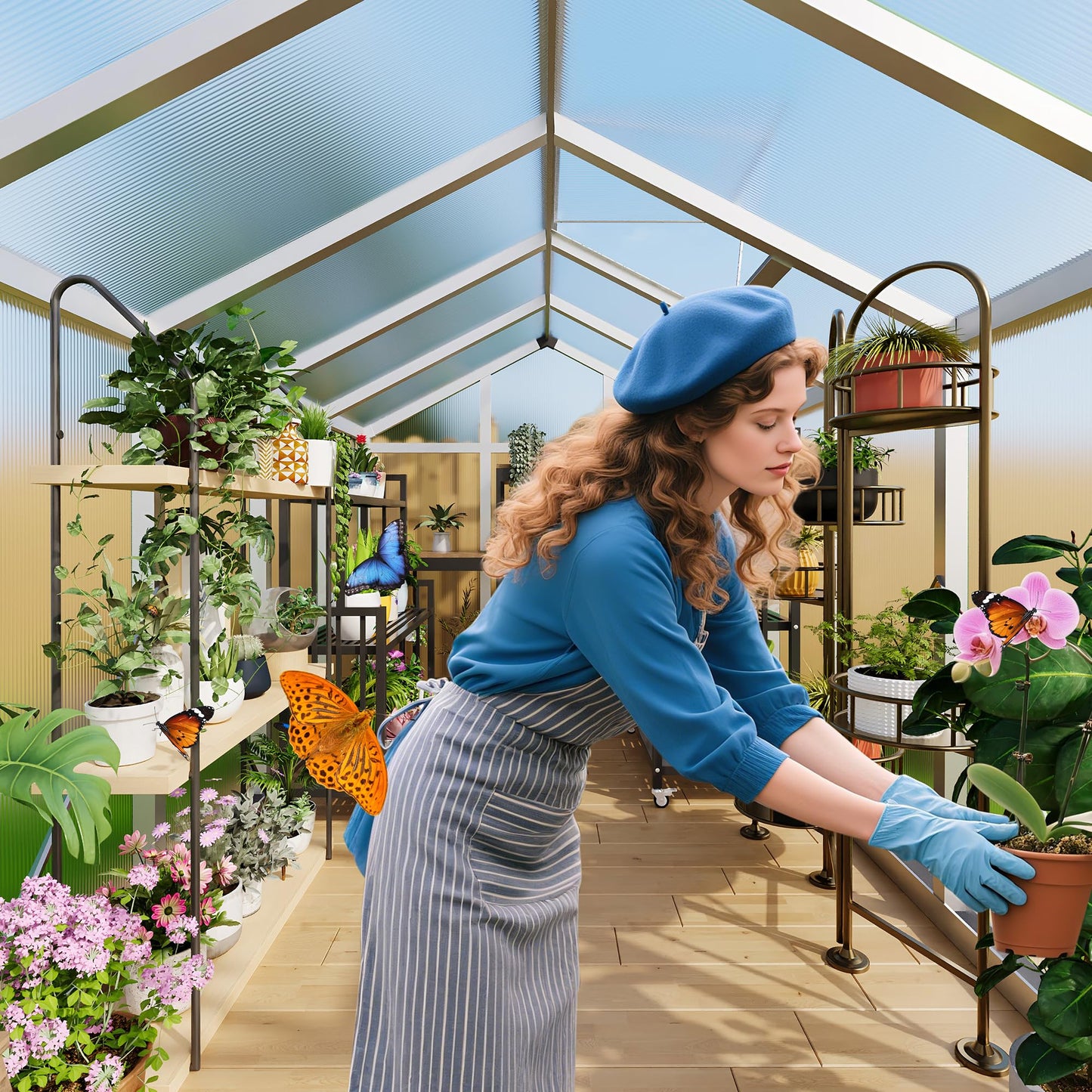 IDEALHOUSE 6×10 FT Greenhouse, Large Walk in Greenhouses for Outdoors and Garden Planting, Polycarbonate Greenhouse with Enhanced Aluminum Frame, Green Houses with Quick Setup Structure and Roof Vent